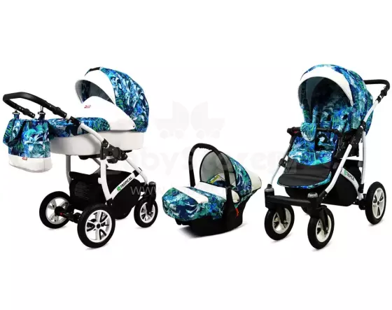 Babylux Tropical Art.286427 Mint Parrots Universal 3-in-1 stroller