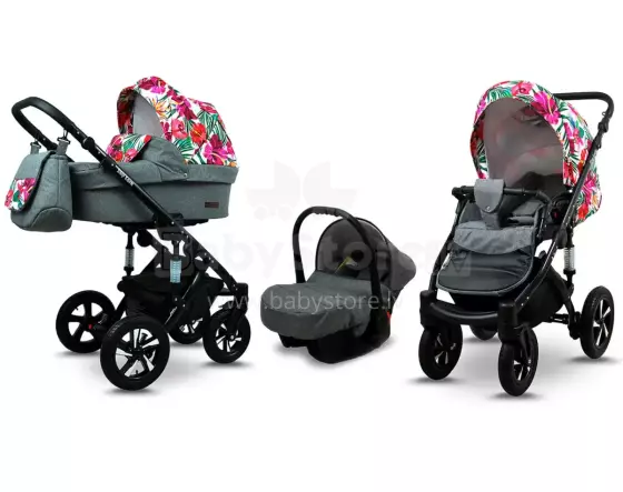 Babylux Sky Lark Art.286437 Grey Flex Hibiscus  Universal 3-in-1 stroller