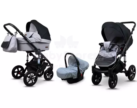 Babylux Sky Lark Art.286441 Silver Flex Black Universal 3-in-1 stroller