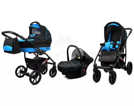 Babylux Largo Art.286472 Black Aqua Universal 3-in-1 stroller