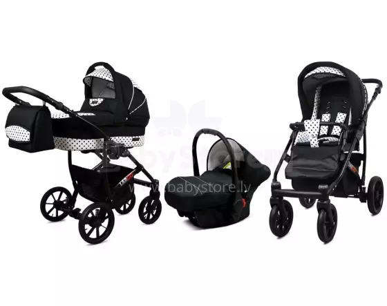 Babylux Largo Art.286474 Black Dots Universal 3-in-1 stroller