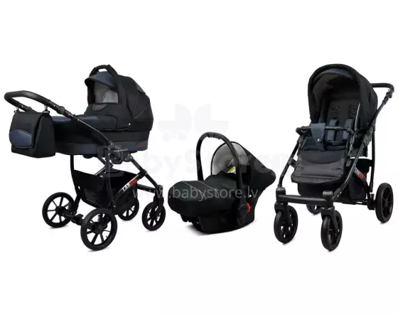 Babylux Largo Art.286475 Black Grey Universal 3-in-1 stroller
