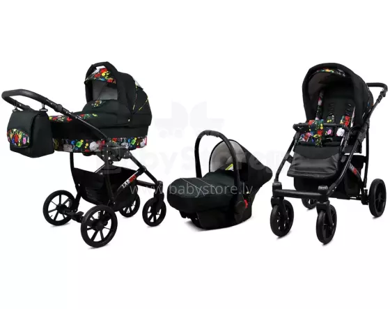 Babylux Largo Art.286482 Garden Flowers Universal 3-in-1 stroller