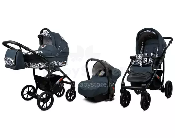 Babylux Largo Art.286484 Grey Geometric Universal 3-in-1 stroller