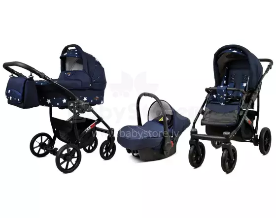 Babylux Largo Art.286487 Navy Blue Stars Universal 3-in-1 stroller