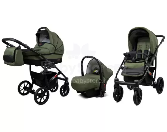 Babylux Largo Art.286488 Olive Black  Universal 3-in-1 stroller