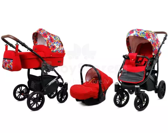 Babylux Optimal Art.286504 Red Tulips  Universal 3-in-1 stroller