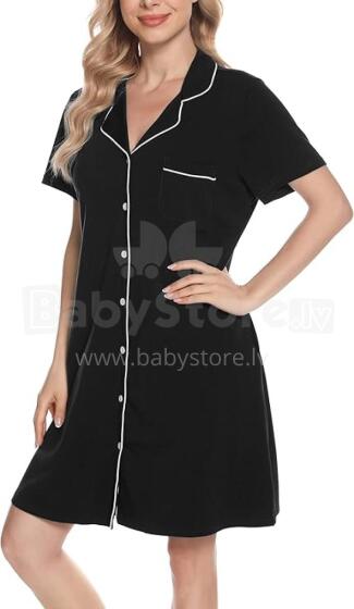 Italian Fashion Nightdress Art.286682 Black  Naktskrekliņs grūtniecēm / barošanai  ar podziņam