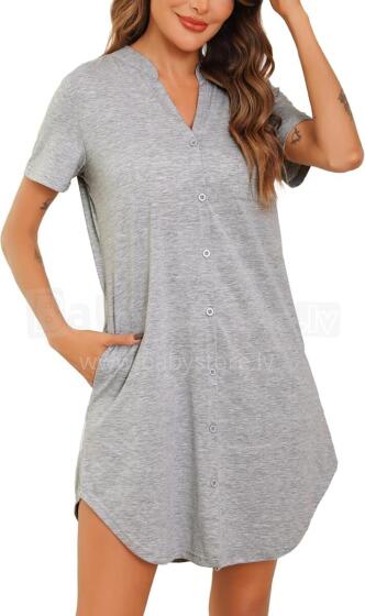 Italian Fashion Nightdress Art.286685 Light Grey Naktskrekliņs grūtniecēm / barošanai  ar podziņam
