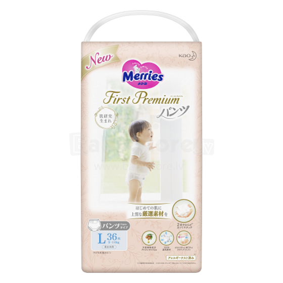 Merries First Premium Pants L Art.287247 Ecological diapers Japanese diapers L size 9-14 kg, 36 pcs.