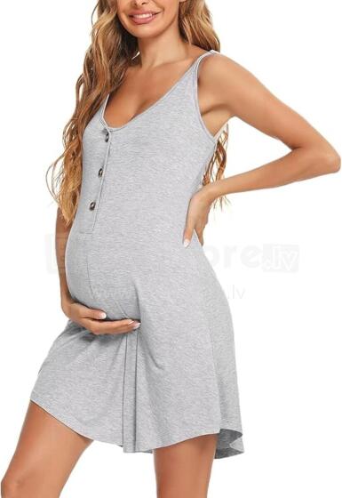 Aseniza Maternity Nightdress Art.287251 Gray  Naktskrekliņs grūtniecēm / barošanai  ar podziņam