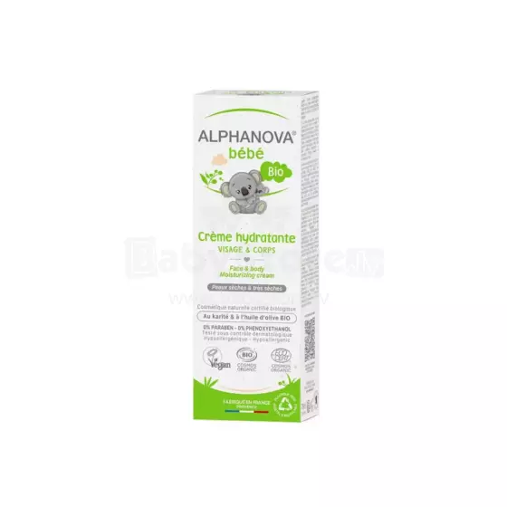 Alphanova Bebe Baby Cream Art.287579 organic moisturizing and nourishing cream for face and body with aloe vera and cottonseed oil, 75 ml