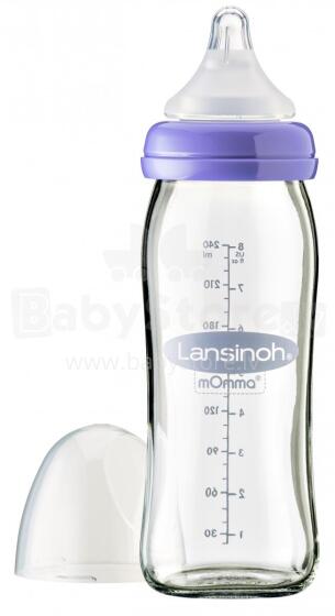 Lansinoh GLASS Feeding Bottle with NaturalWave® Teat  Art.77250 Glass Feeding Bottle 240 ml + Natural/Wave Nipple