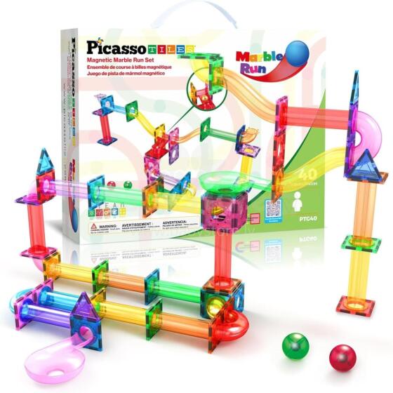 PICASSO TILES Magnetic constructor Marble Run 40 pcs., PTG40