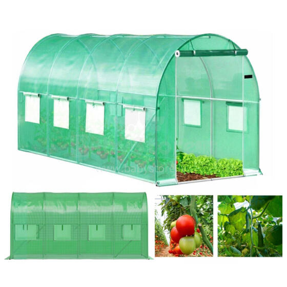 Siltumnīca tunelis dārza folijā 6x3x2 m 18 m² metāla rāmis folija UV