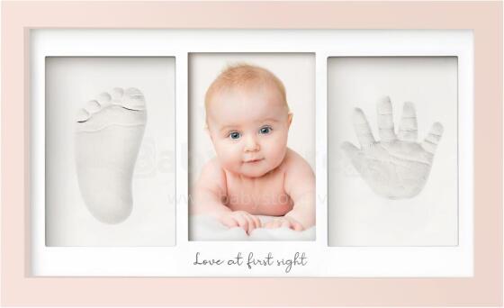Baby Handprint and Footprint Maker Set Art for Baby Art.288166 Pink Triple wooden frame