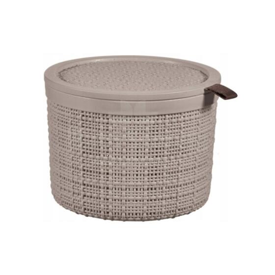 Basket with lid Jute round 2L &Oslash;17x13cm beige