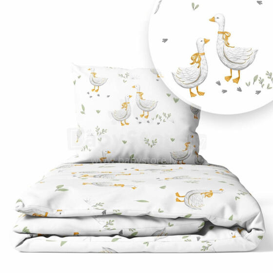 Cover set - 2 pcs - 120x90, 40x60  - GEESE with GREEN LEAF