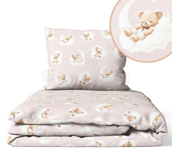 Cover set - 2 pcs - 120x90, 40x60  - BEARS on the CLOUDS - PINK