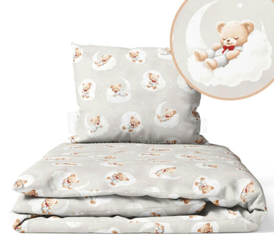 Cover set -  2 pcs - 135x100, 40x60 - BEARS on the CLOUDS - BEIGIE