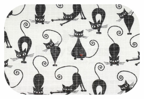 Diaper - 17825 - TETRA PRINT - EGA - CATS - BLACK - size 70x80 cm