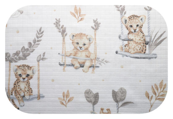 Diaper - 29446 - TETRA PRINT - EGA - ANIMALS on a SWING -  size 70x80 cm