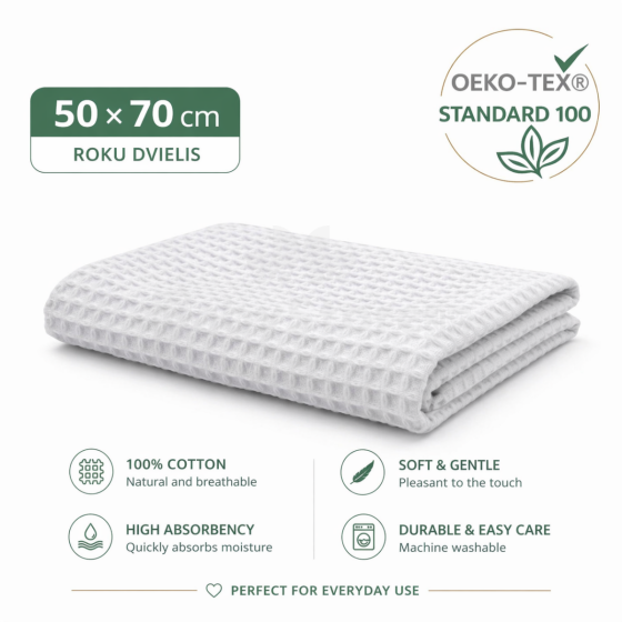 Bebe Basic Waffle Towel  Art.288859 White Waffle cotton towel 50 x 70 cm,