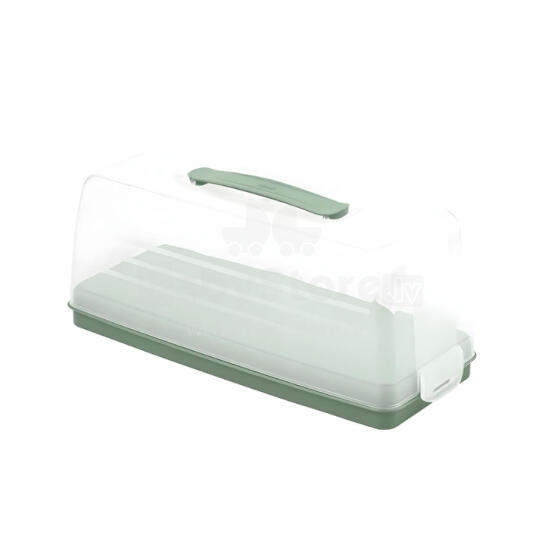 Cake transport box rectangular 35.5x15x14.2cm green
