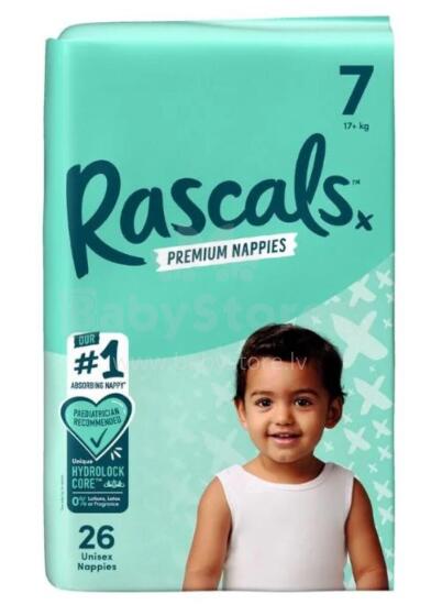RASCALS diapers, size 7, 17 kg+, 26 pcs.