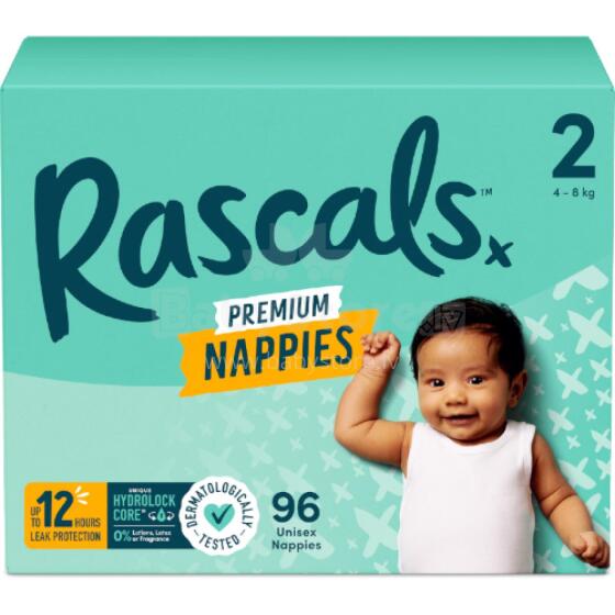 RASCALS diapers, size 2, 4-8 kg., 96 pcs.