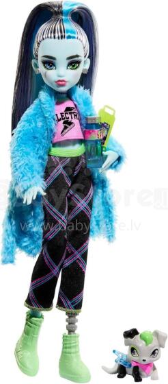 Monster High Creepover Party – Frankie Stein lelle pidžamas stilā ar Watzie un aksesuāriem