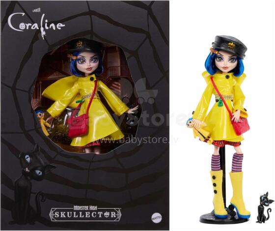 Monster High Skullector Coraline lelle – dzeltenā lietusmētelī