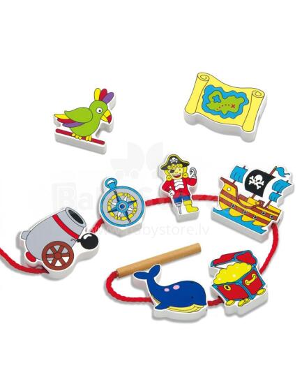 VIGA Wooden Beads Pirate Stringing Blocks