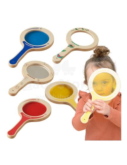 MASTERKIDZ 5 Wooden Magnifying Glasses with Colorful Lenses