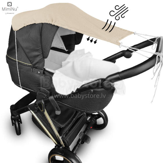 KIECZMERSKI Stroller Canopy, Sunshade MUŚLIN 100% Cotton Warm Beige