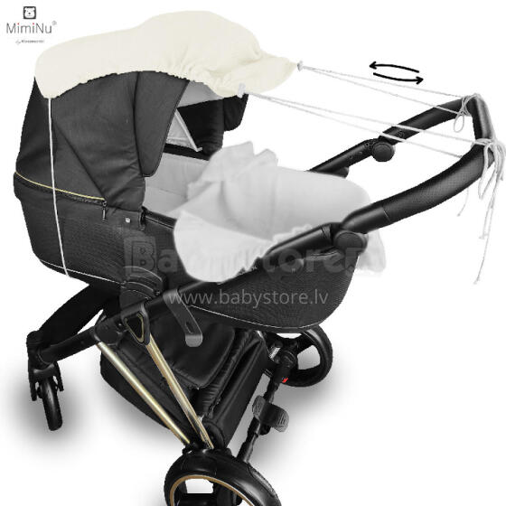 KIECZMERSKI Stroller Canopy, Sunshade MUŚLIN 100% Cotton Cream