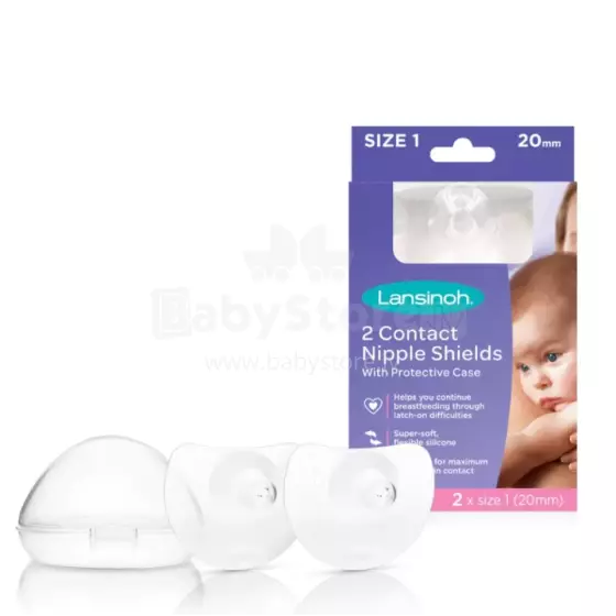 Lansinoh Contact Nipple Shields 20mm Art.70193 Nipple Shield with Case (2x24mm)