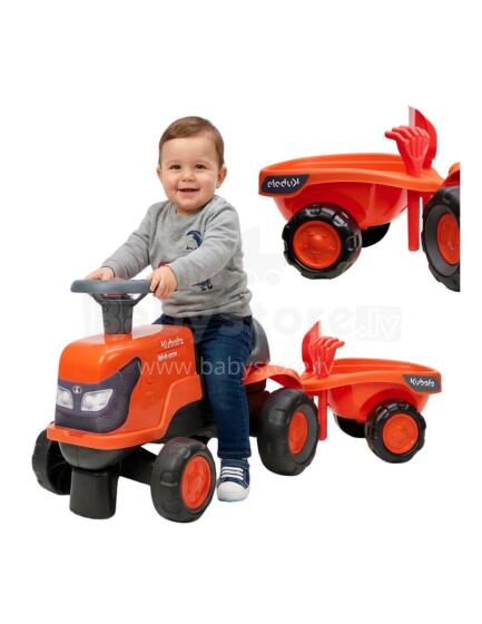 FALK Ride-On Tractor Kubota Orange with Trailer Quiet Wheels + ages 1-3
