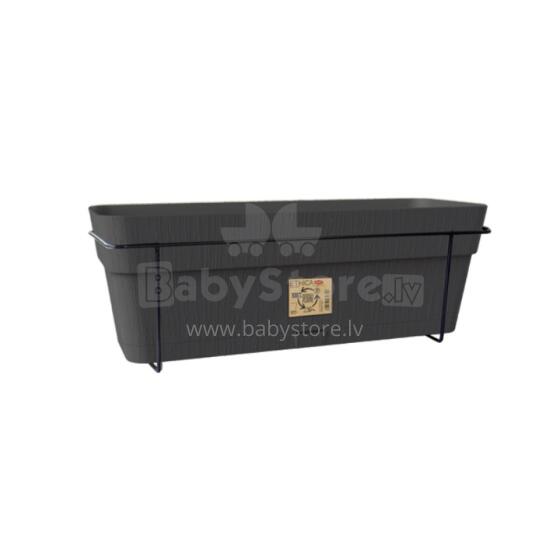 Balcony set with automatic watering system and metal support 50x18x17cm gray