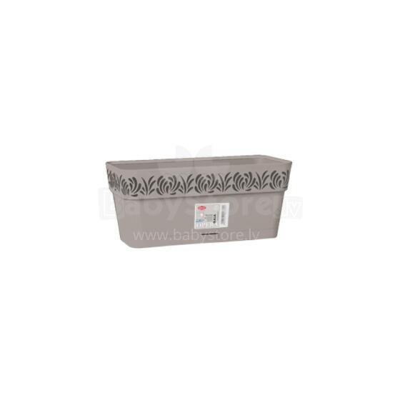 Flower box with tray Gaia 30x13x12cm light gray