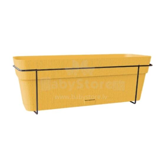 Balcony set with automatic watering system and metal support 50x18x17cm mustard yellow