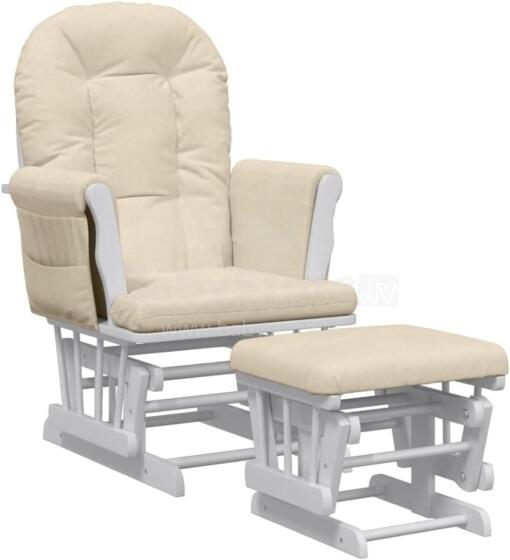 Bebe Basic Rocking Chair with Stool Art.290058 Cream Šūpuļkrēsls
