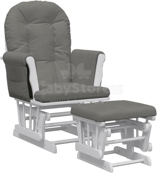Bebe Basic Rocking Chair with Stool Art.290059 Grey Šūpuļkrēsls