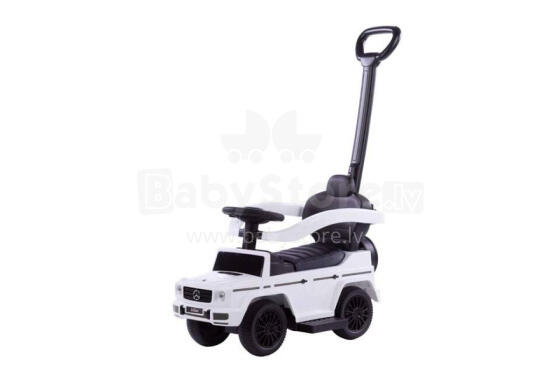 Ride-on car wiht handle - 653 - rubber wheels - eco-leather - MERCEDES G350D - WHITE