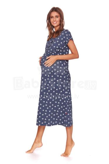 Doctornap  Cotton Night Dress Art.TM.4119.DEEP_BLUE Kokvilnas naktskrekliņš grūtniecēm/barošanai