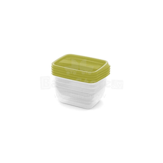 Rectangular food container set 4x0.75L Vedo transparent green