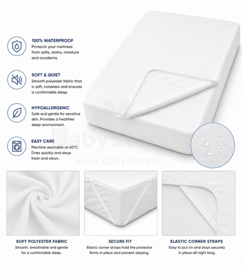 La Bebe™ Waterproof Mattress Protector Art.504.403.32 Protective waterproof mattress cover 80x200 cm