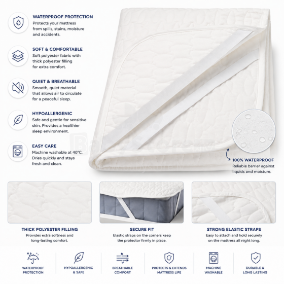 La Bebe™ Waterproof Mattress Protector Art.105.312.92 Protective waterproof mattress cover 90x200 cm