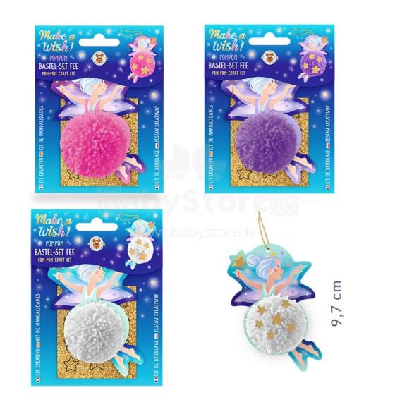 Make a Wish - Pompom craft set fairy, 3 assorted