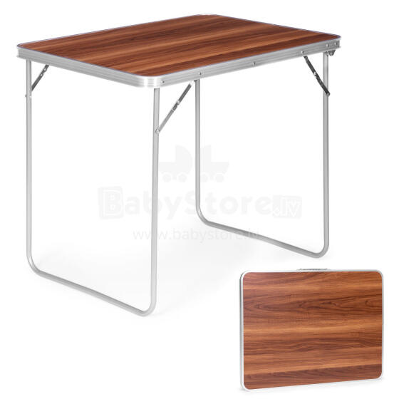 Camping table, folding picnic table, 80x60 cm, brown, MultiGarden